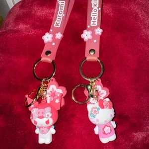 Hello kitty and kuromi keychains